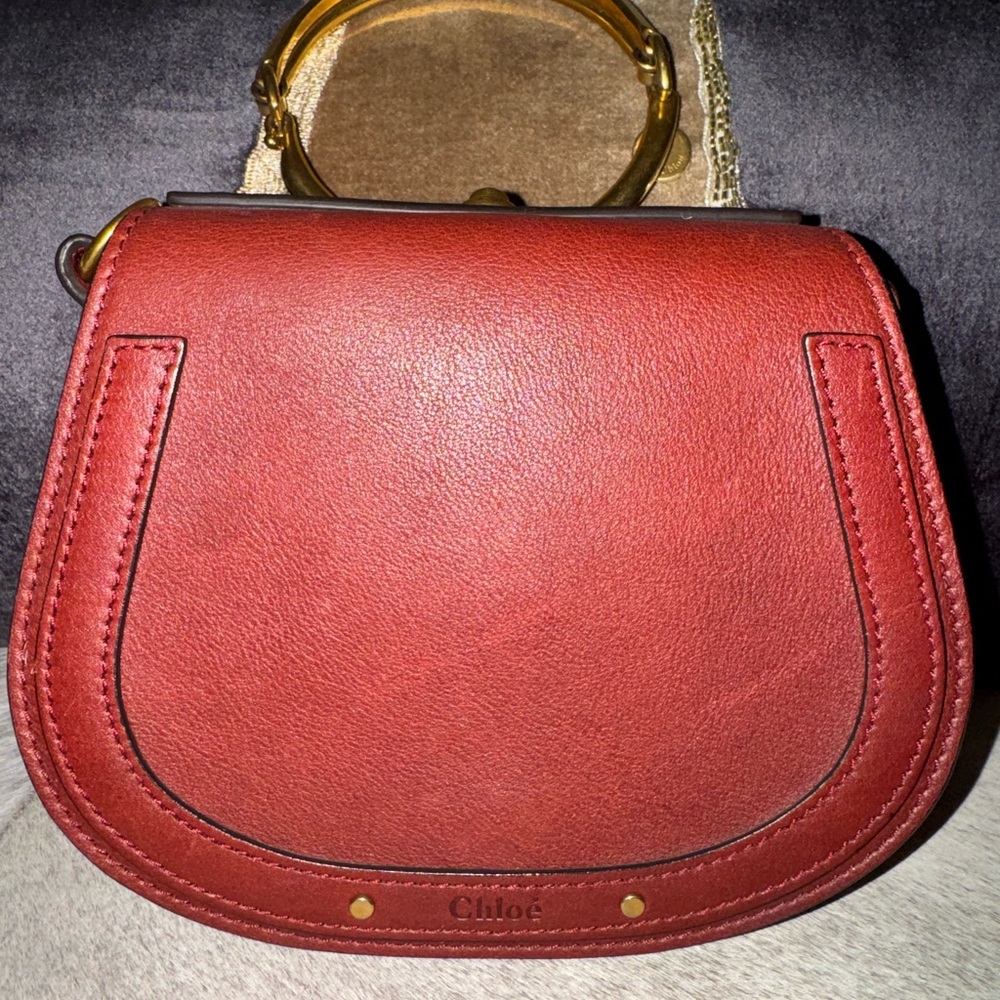 Chloe Red Leather Top Handle/Crossing Bag